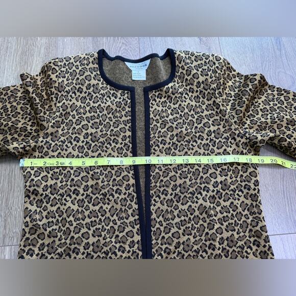 Exclusively Misook Leopard Print Knit Jacket Cardigan Petite Small - Picture 8 of 9
